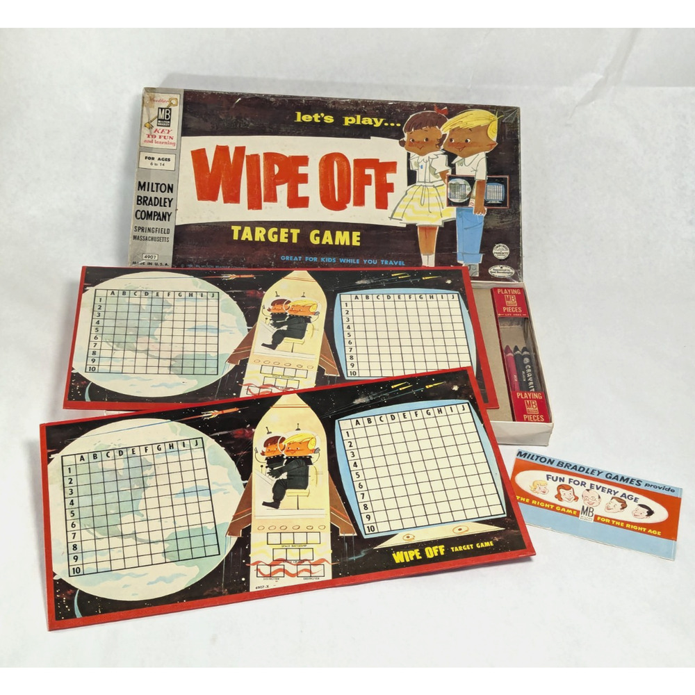 Vintage 1959 Milton Bradley Wipe Off Target‎ Game Space Battleship Complete